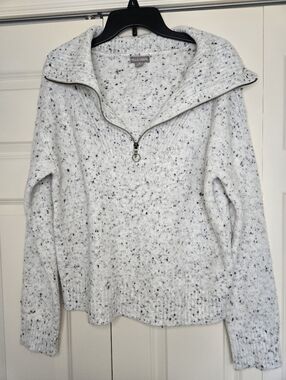 Falls Creek Speckled Knit Sweater Quarter Zip Cozy Pullover Size M